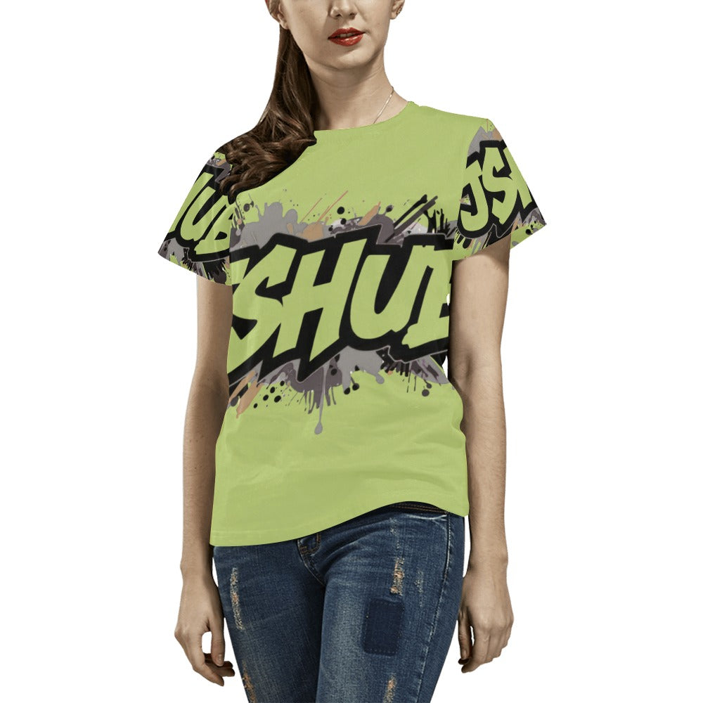 T-shirt Donna JSHub Urban Streetwear Graffiti Monochrome – Stampa All-Over