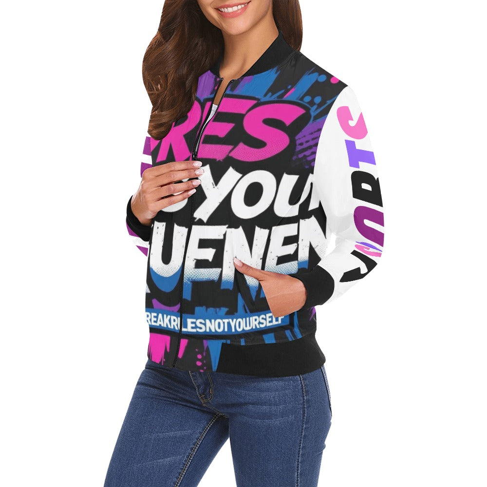 Bomber donna Dress Power multicolor con maniche bianche e scritte JSports