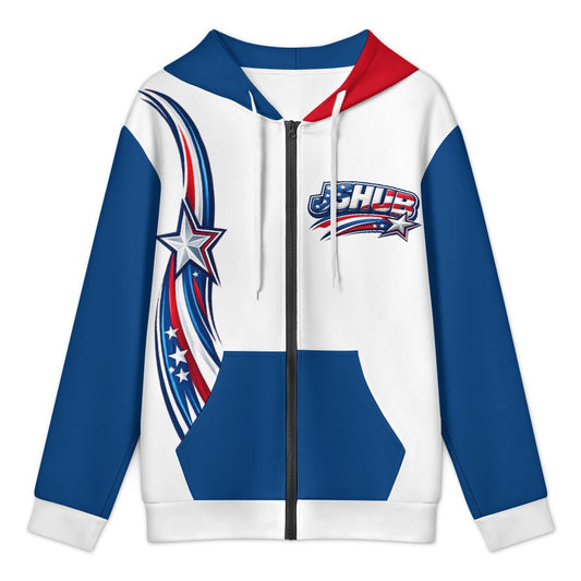 Felpa USA Uomo Bianca Blu Rossa JSHUB Nation Winter 2026 Zip Hoodie Streetwear