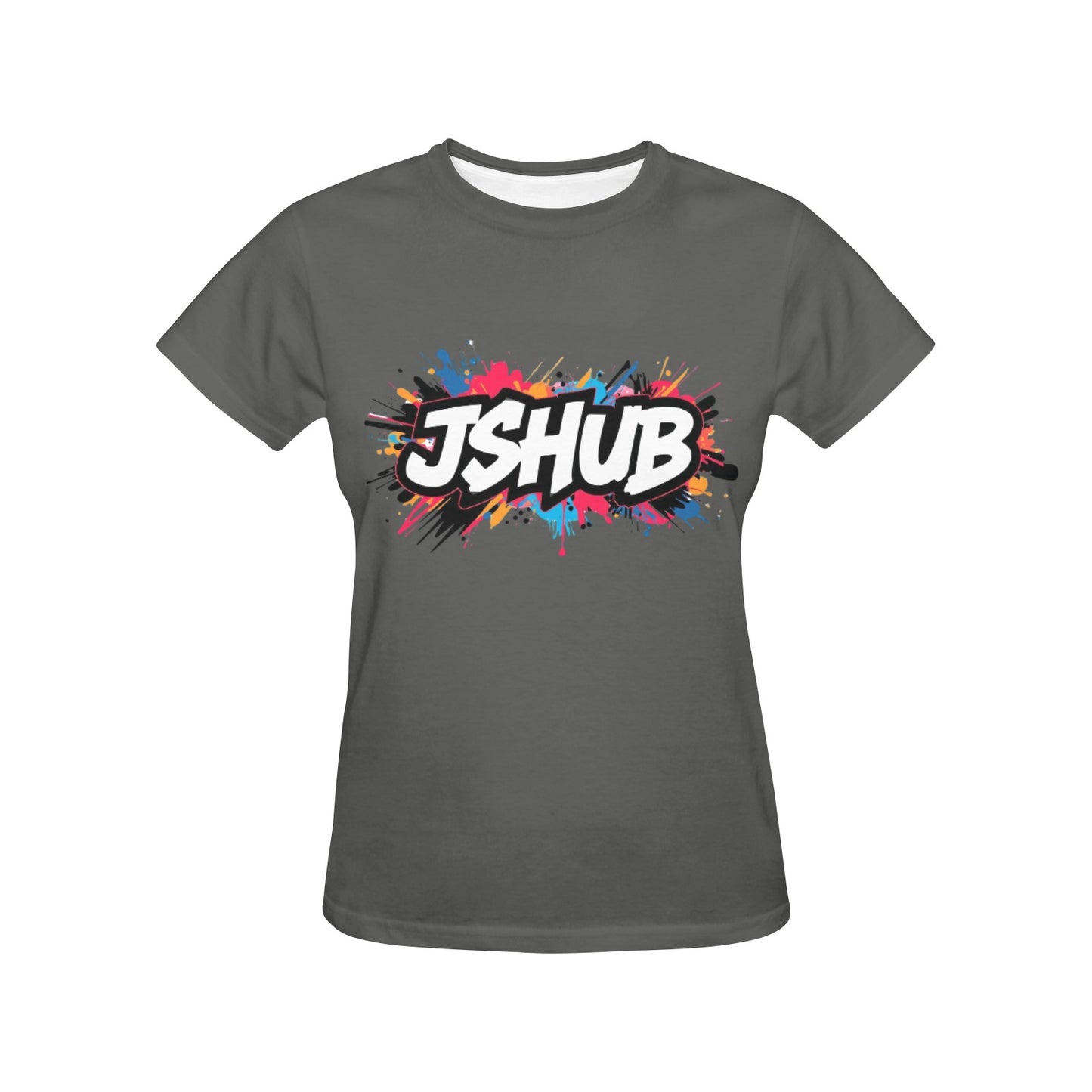 T-shirt Donna JSHub Girocollo Elegante – Stampa All-Over Urban Style