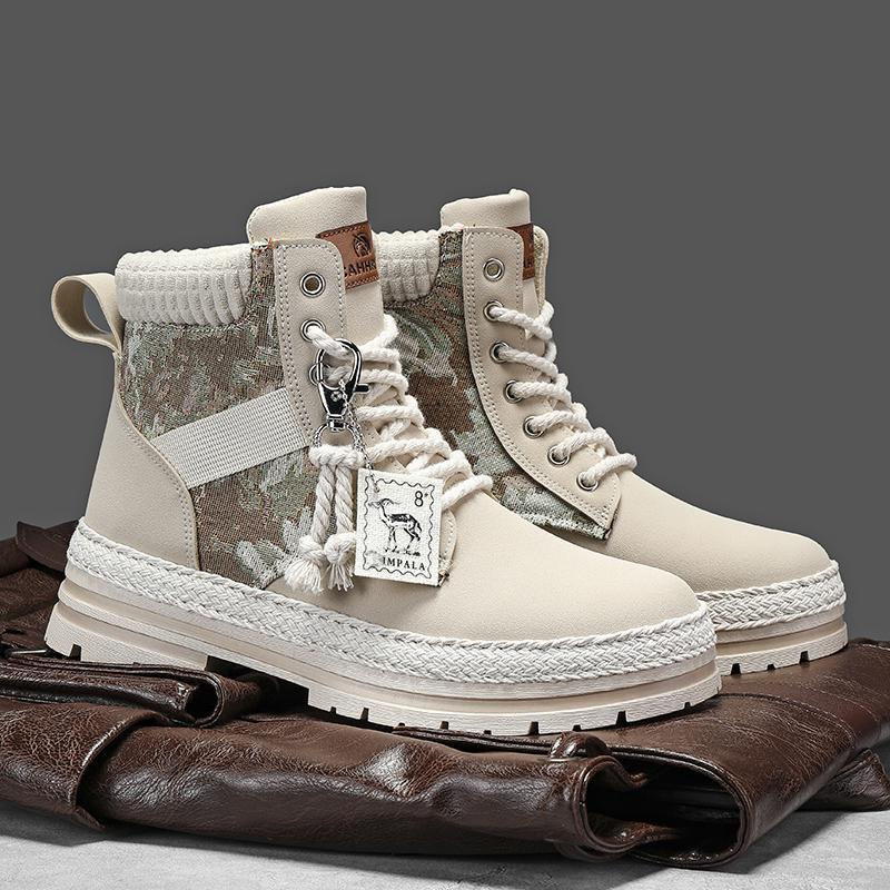 Scarpe Urban Wing – Stivaletti alti in tela stile Martin con dettagli carving