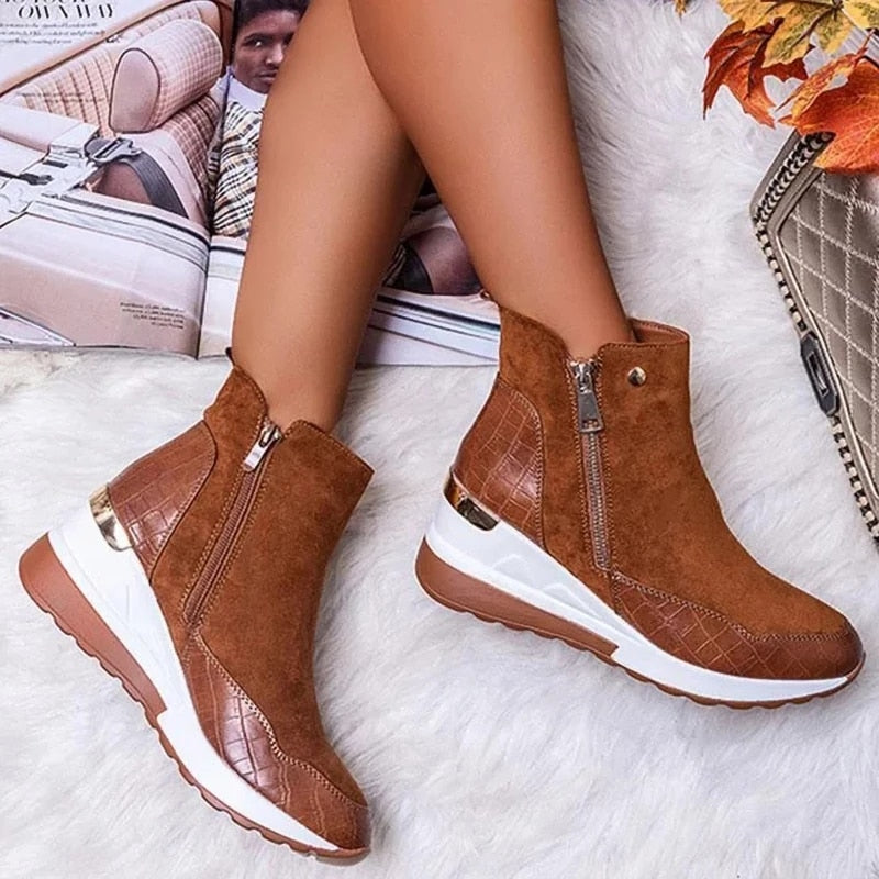 Gravity Zip – Chunky High Top Wedge Sneakers