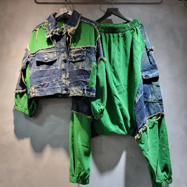 Set Giacca e Pantaloni Spliced Contrast Vintage