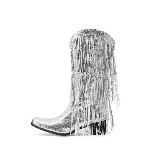 Stivali Bling Fringe Cowboy