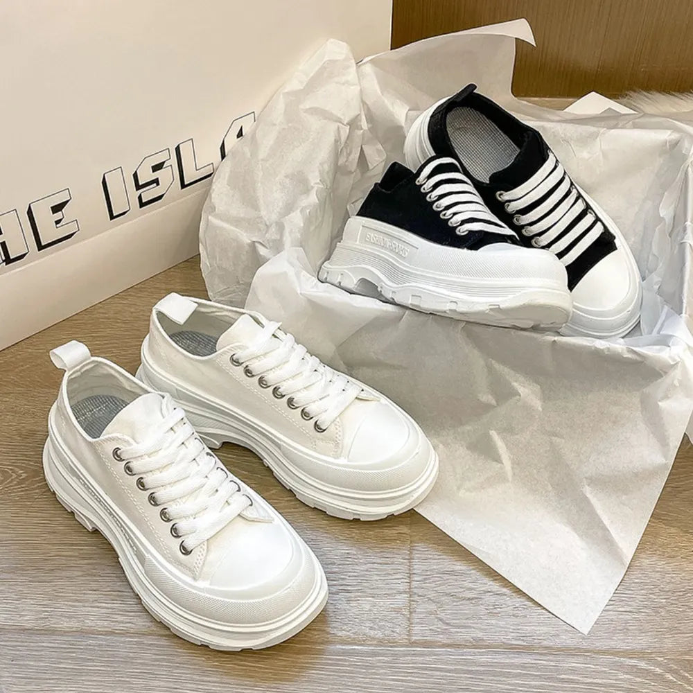 Sneakers Platform Lace Up Punta Tonda