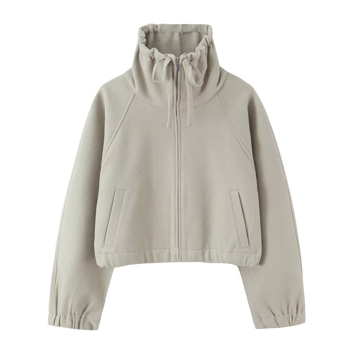 Tuta Donna Streetwear Set Felpa Cropped con Zip e Pantaloni Wide Leg