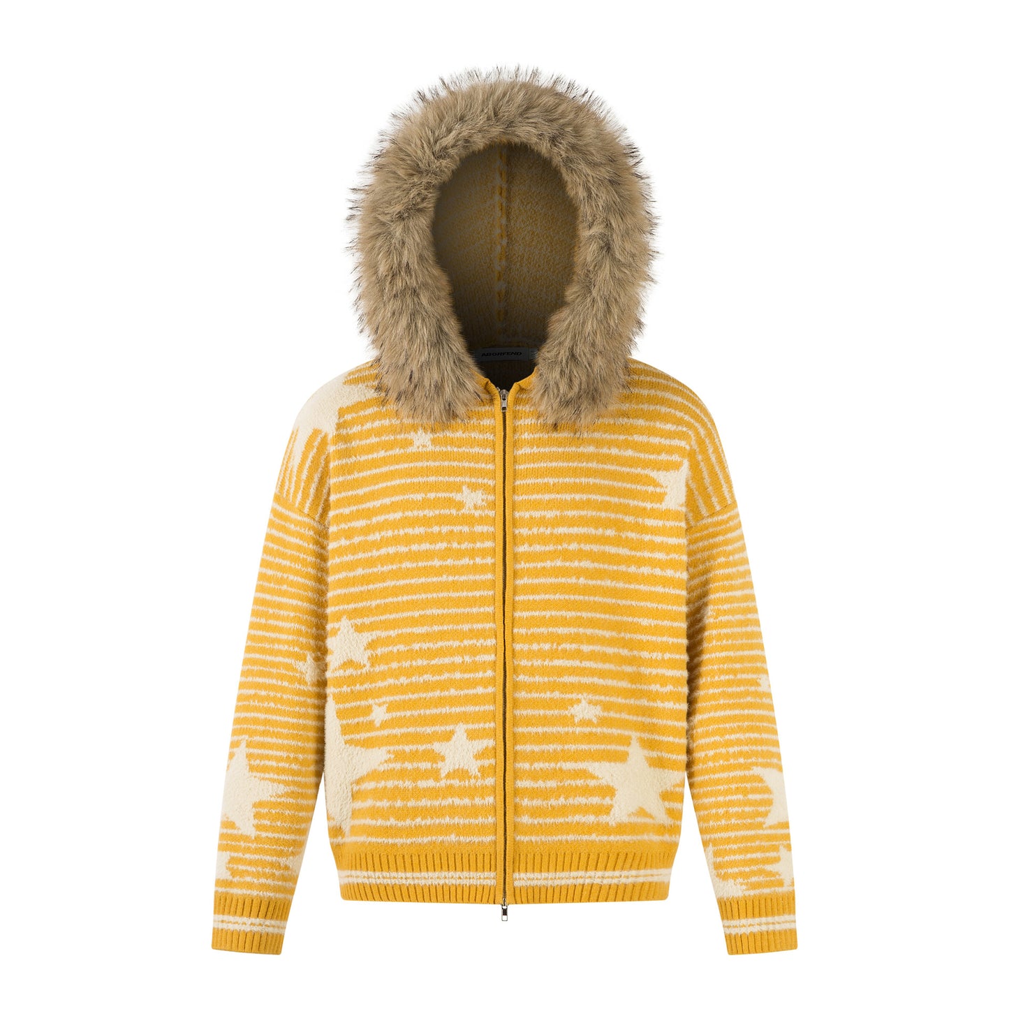 Giacca Uomo Maglia Streetwear con Cappuccio Pelliccia Righe