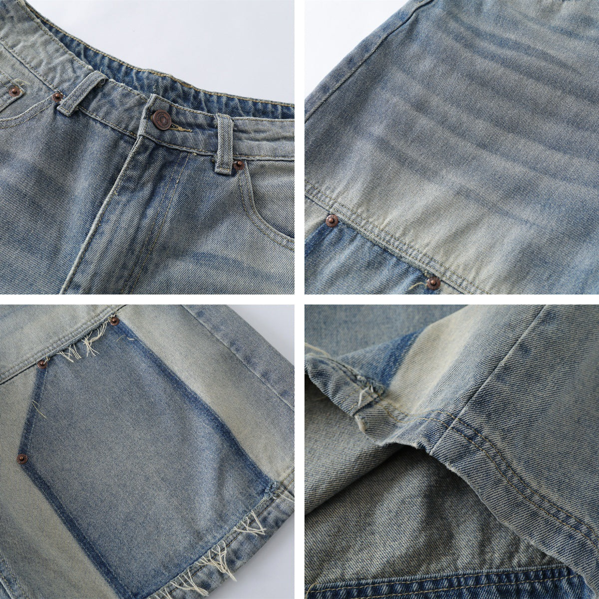 Bermuda “Splice Riot” denim sfrangiato unisex loose fit