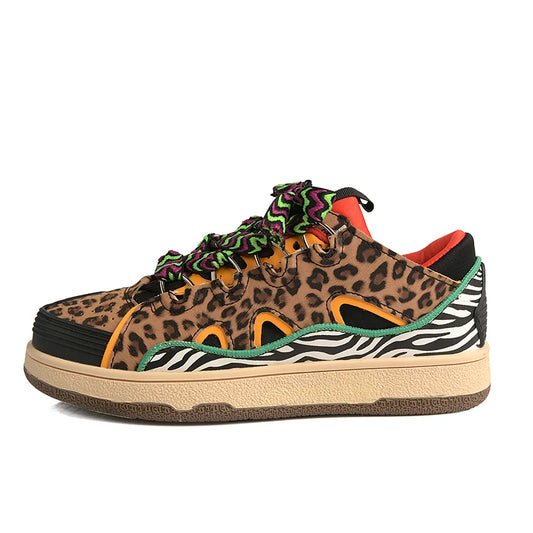 Sneakers Donna in Pelle Scamosciata con Stampa Leopardo