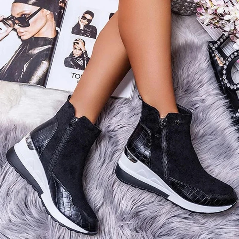Gravity Zip – Chunky High Top Wedge Sneakers