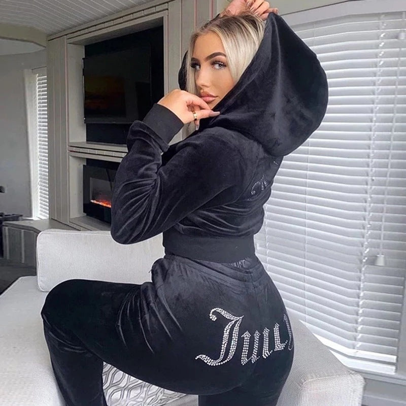 Tuta Donna Velvet Juicy Street Strass Set 2 Pezzi