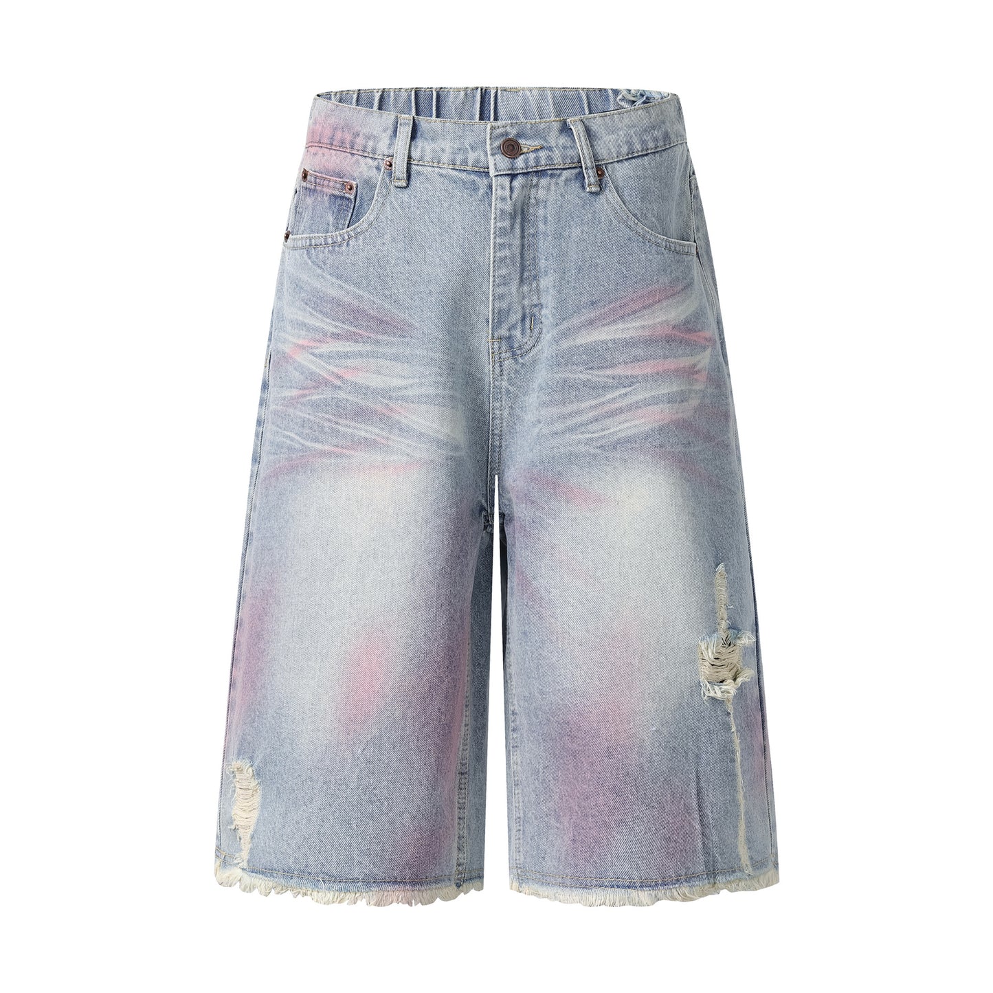 Bermuda “Fray District” denim 7/8 distressed