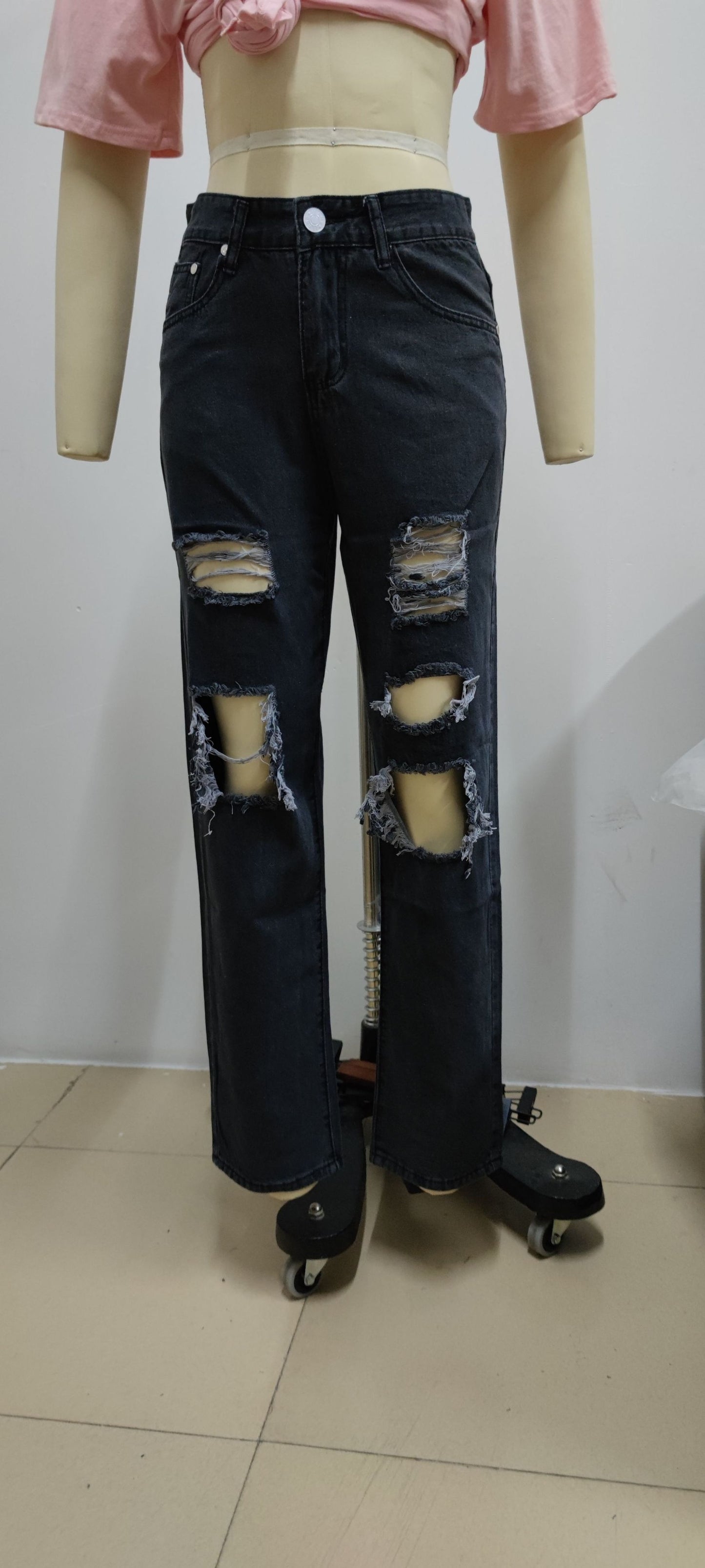 jeans strappati wide leg