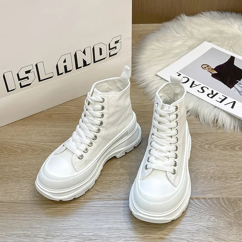 Sneakers Platform in Tela con Lacci