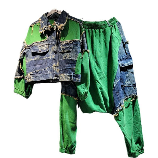 Set Giacca e Pantaloni Spliced Contrast Vintage