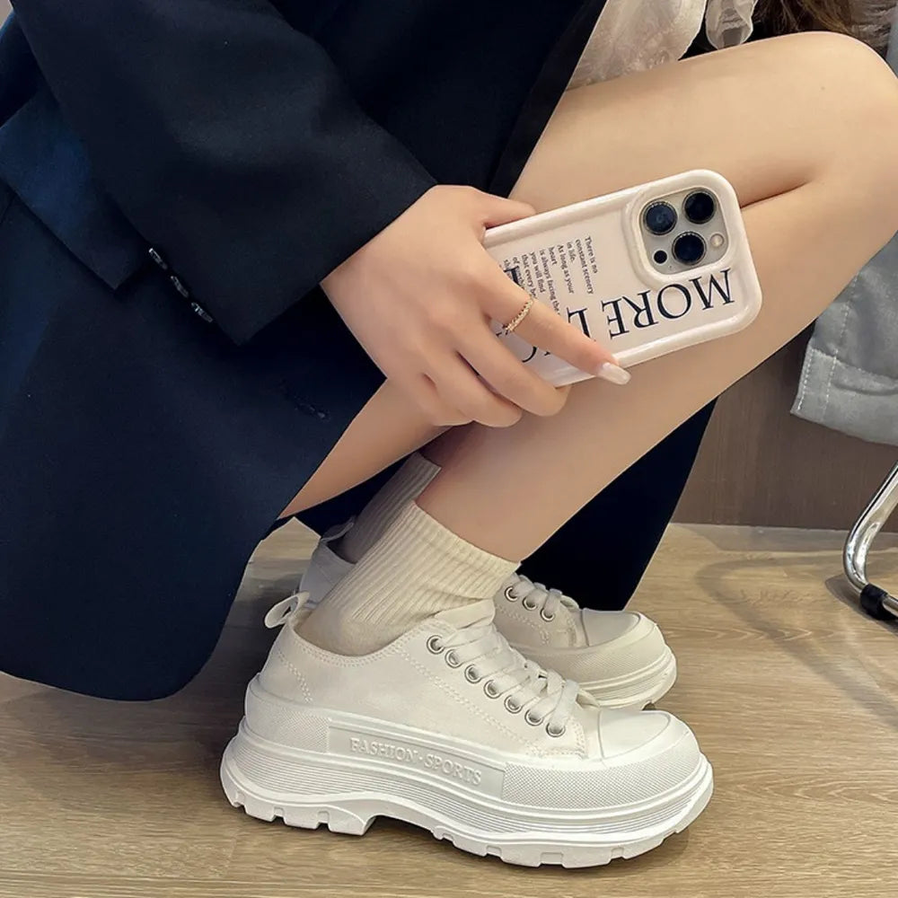 Sneakers Platform Lace Up Punta Tonda