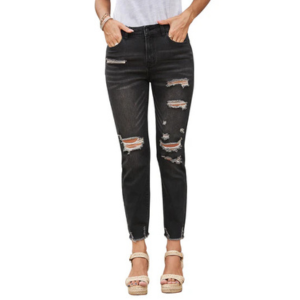 Jeans Boyfriend Distressed Nero