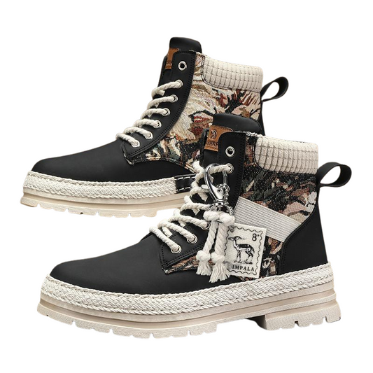 Scarpe Urban Wing – Stivaletti alti in tela stile Martin con dettagli carving