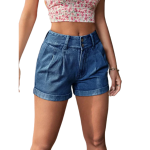 Shorts Denim High Pleats