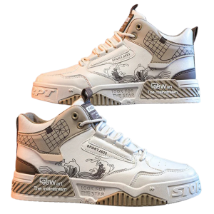 Sneakers High Rise Bianco Scarpe da Tavola Casual Sportive Alte Uomo