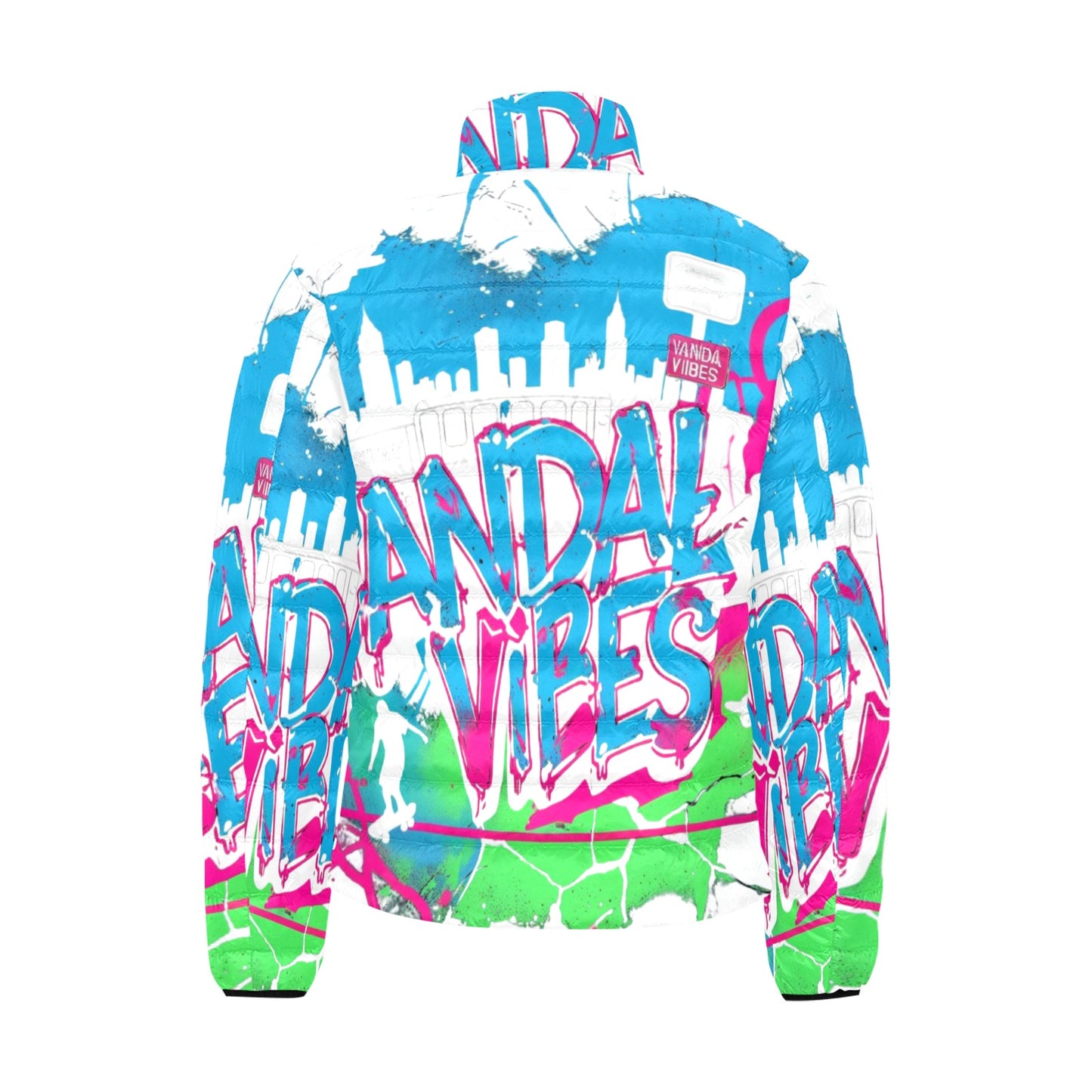 Giacca Bomber Uomo Collezione Vandal Vibes JSHUB – Base Bianca Stampa All Over