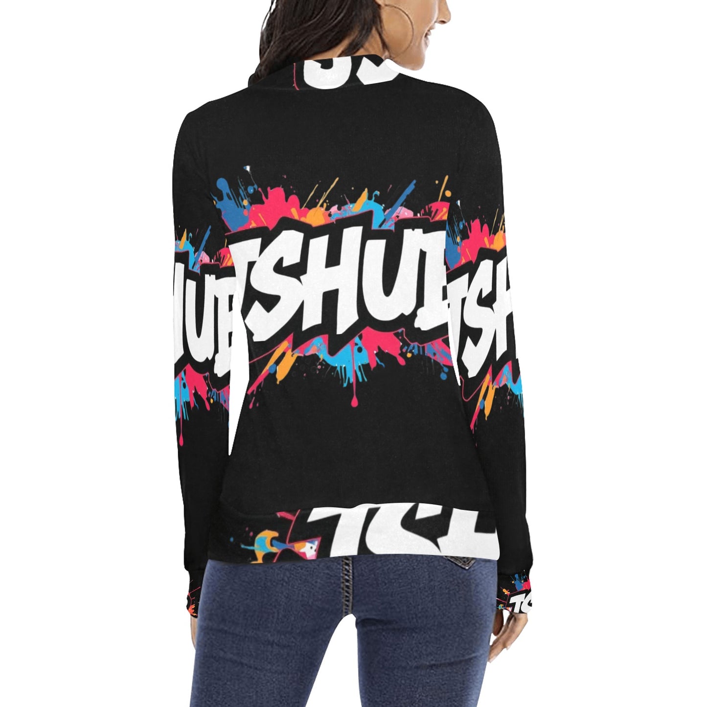 Maglione a collo alto da donna H43 con stampa all-over elegante e confortevole