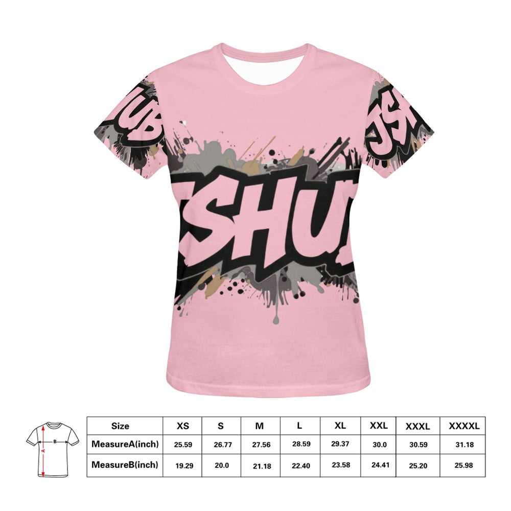 T-shirt Donna JSHub Urban Streetwear Graffiti Monochrome – Stampa All-Over