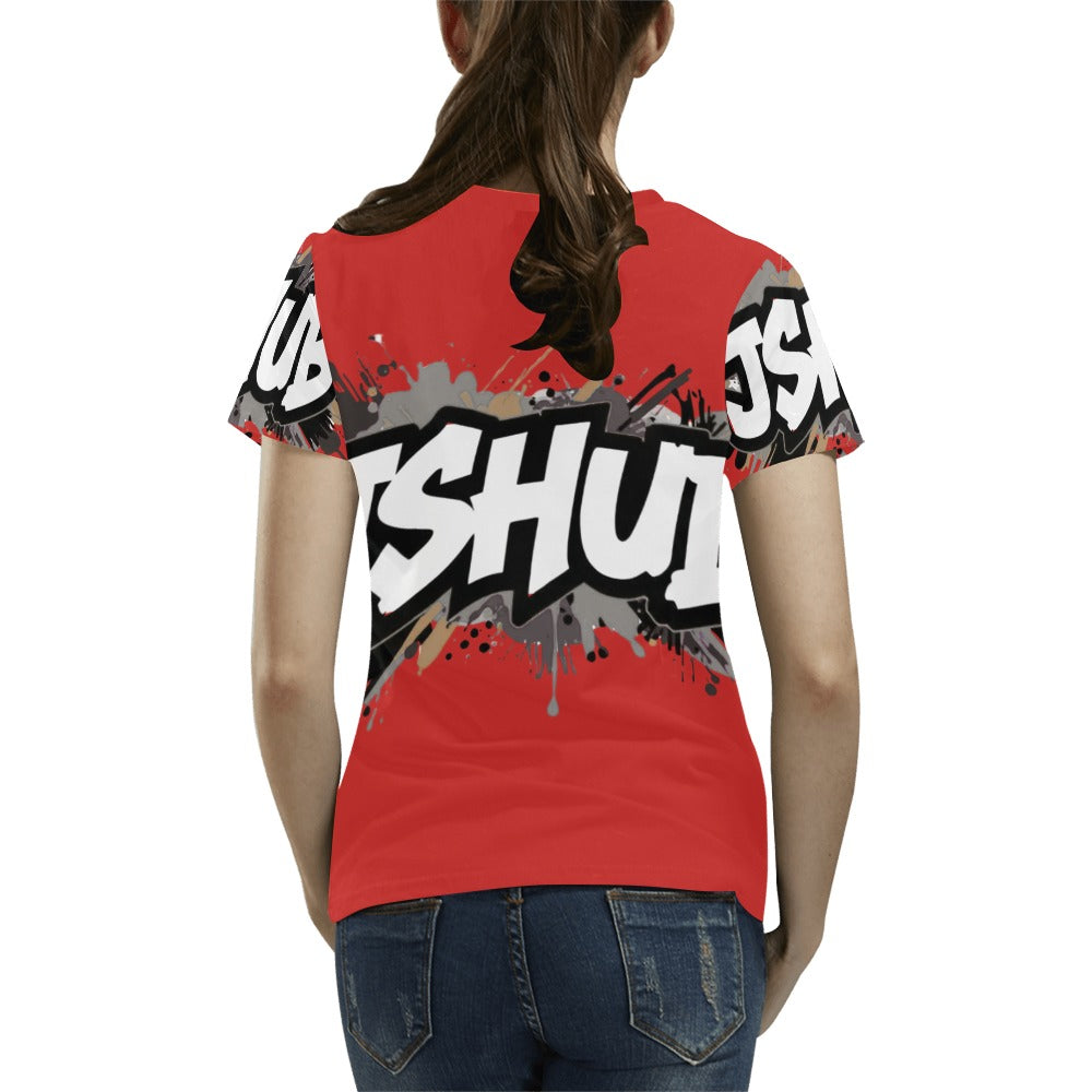 T-shirt Donna JSHub Urban Streetwear Graffiti Monochrome – Stampa All-Over