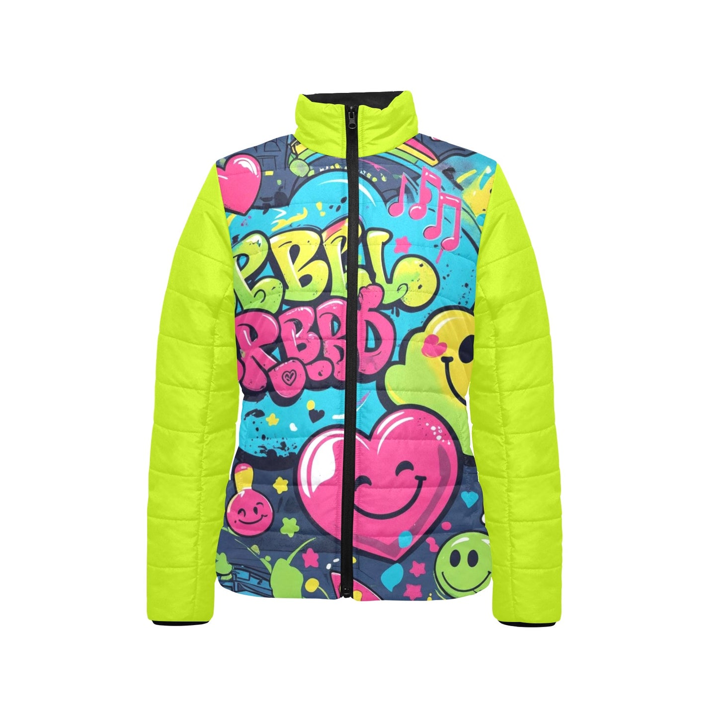 Giacca imbottita donna Viber City “Emotion Happiness” colletto rialzato multicolor