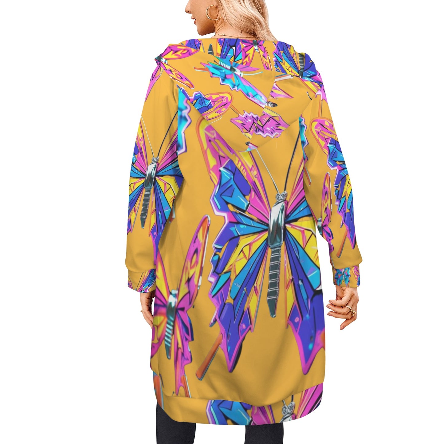 Giacca felpa donna con cappuccio e zip Wings of Noise stampa all-over – 10 varianti colore