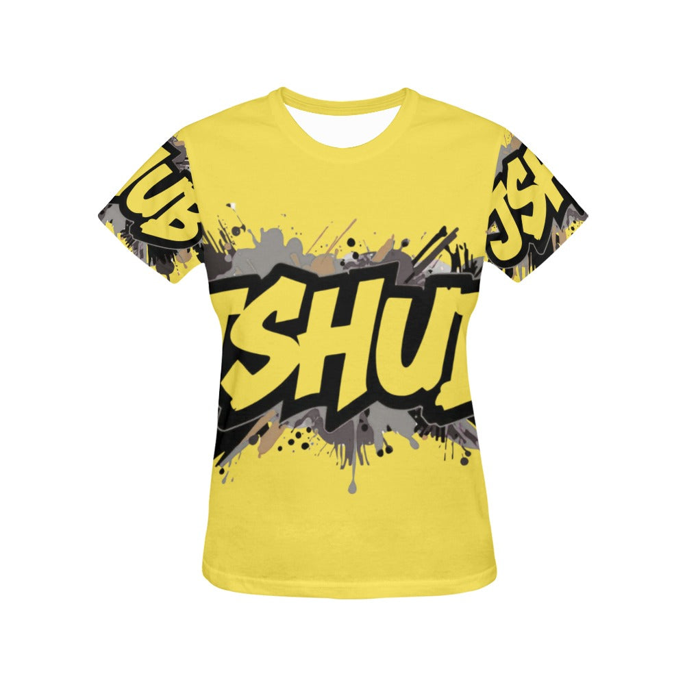 T-shirt Donna JSHub Urban Streetwear Graffiti Monochrome – Stampa All-Over