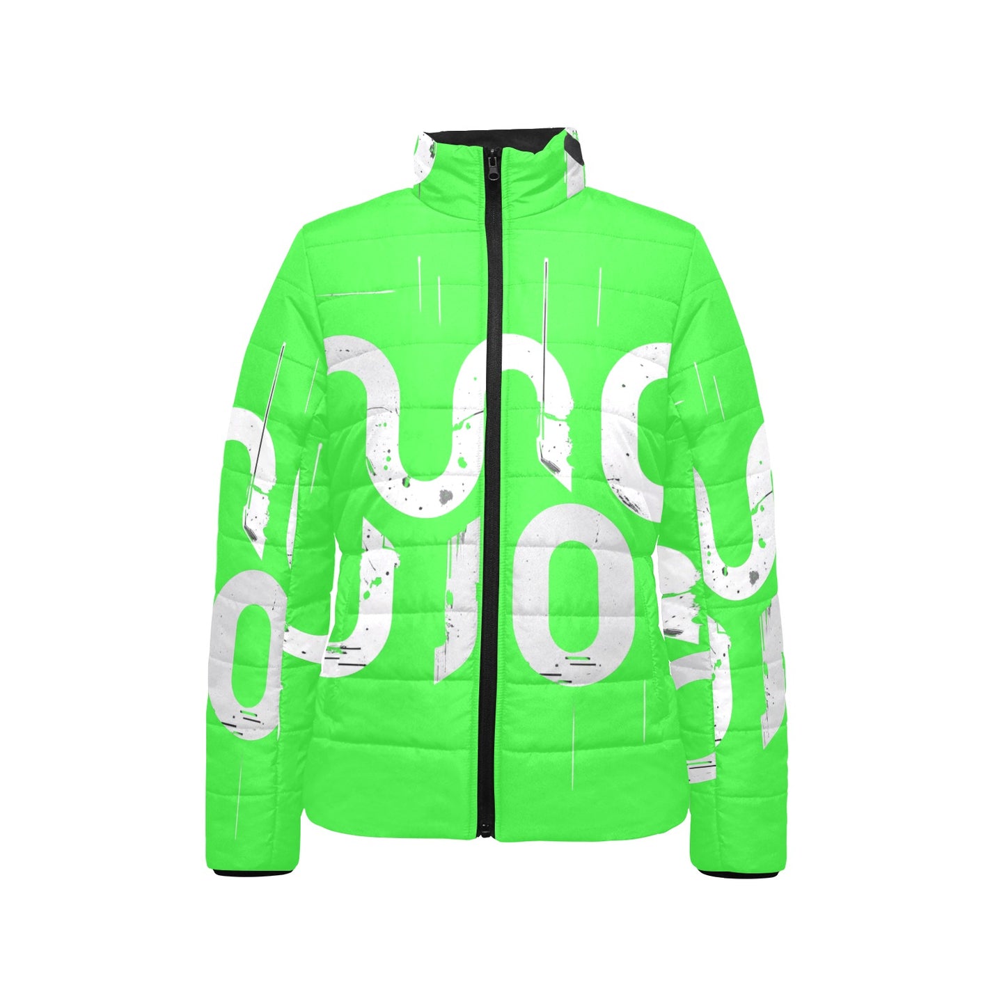 Giacca imbottita donna verde lime Concrete Echoes “Urban Static” colletto rialzato