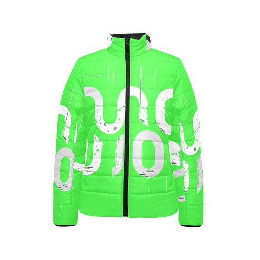 Giacca imbottita donna verde lime Concrete Echoes “Urban Static” colletto rialzato
