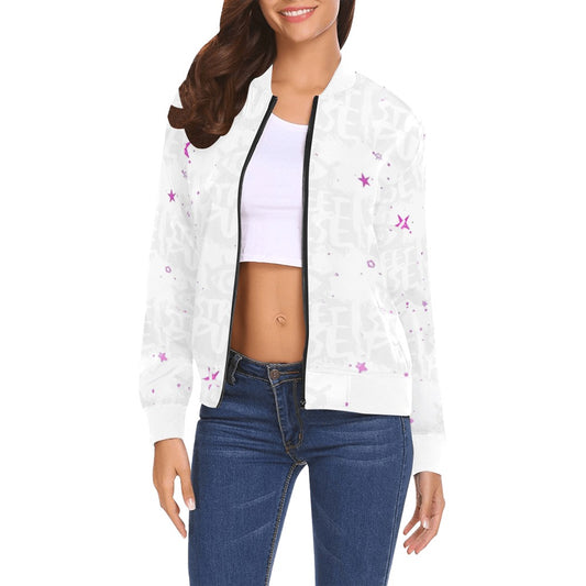 Bomber donna JS Street Pulse bianco stampa all over streetwear urbano
