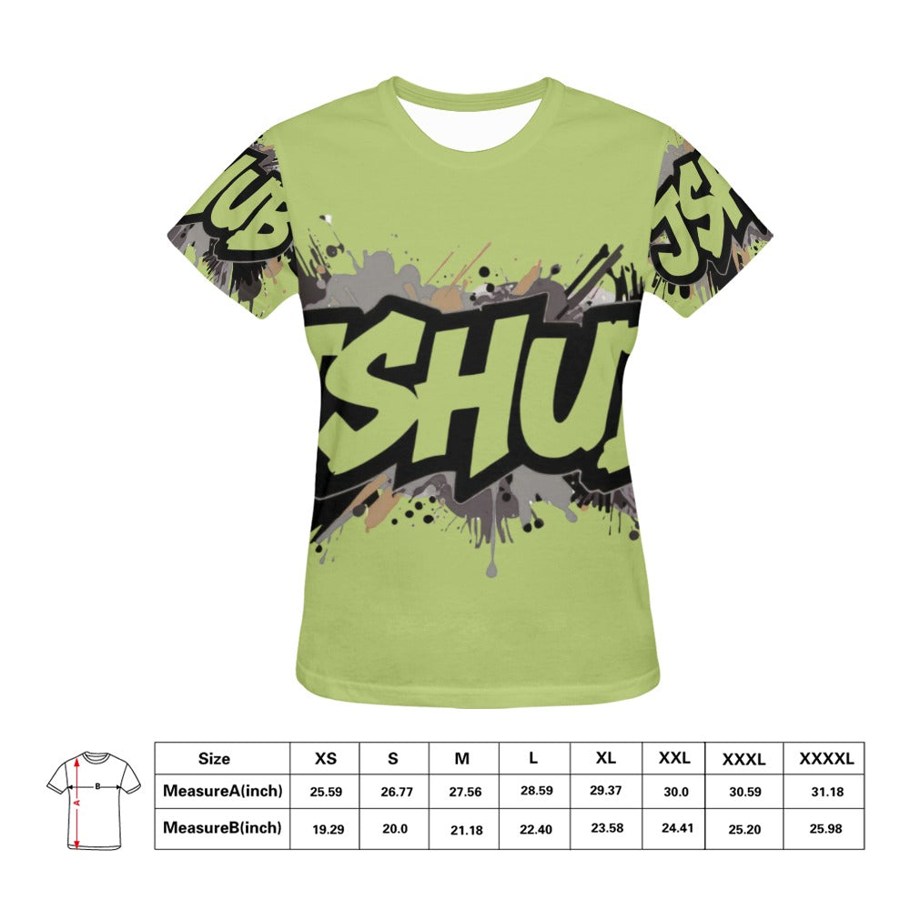 T-shirt Donna JSHub Urban Streetwear Graffiti Monochrome – Stampa All-Over