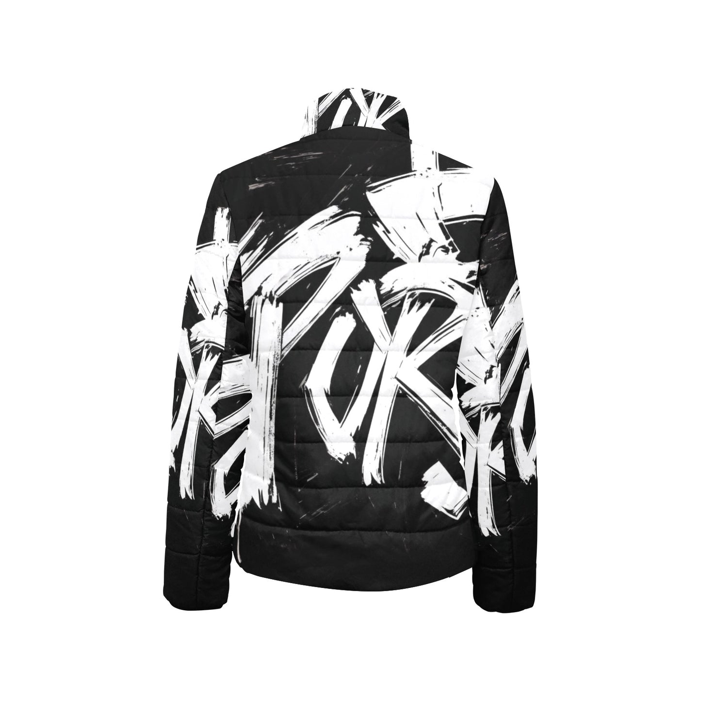 Giacca imbottita donna momo bloom nera con inserto bianco