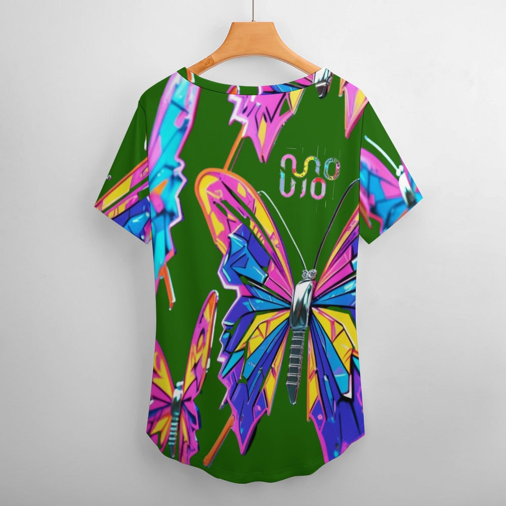 Maglietta donna Wings of Noise scollo a V stampa all-over – 8 varianti colore