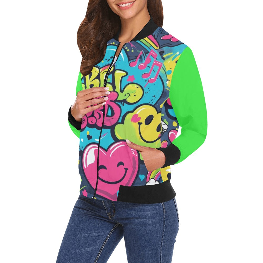 Bomber donna Viber City stampa all-over emozioni urbane – 5 varianti colore
