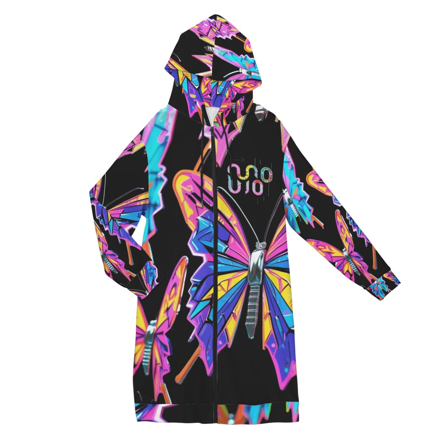 Giacca felpa donna con cappuccio e zip Wings of Noise stampa all-over – 10 varianti colore