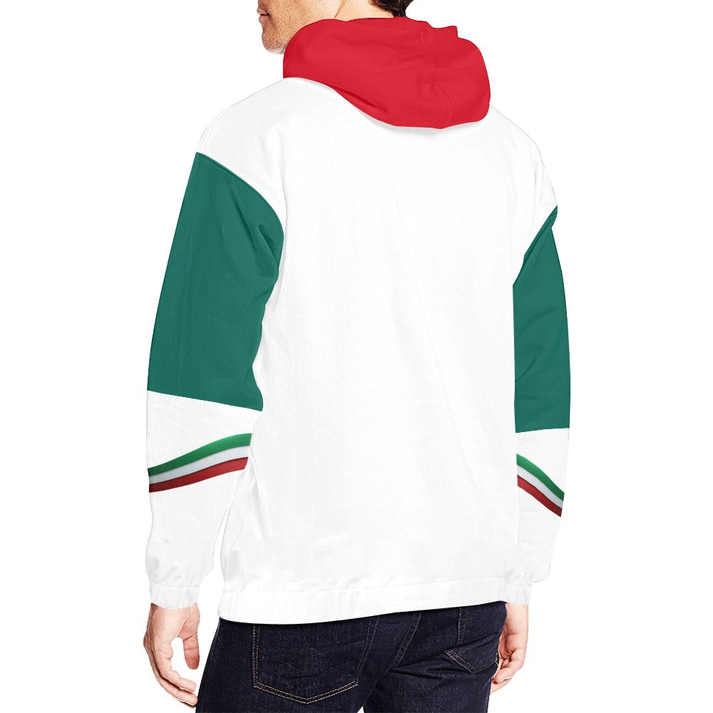 Felpa Italy Uomo Bianca Cappuccio JSHUB Tricolore Winter Nation 2026 Streetwear