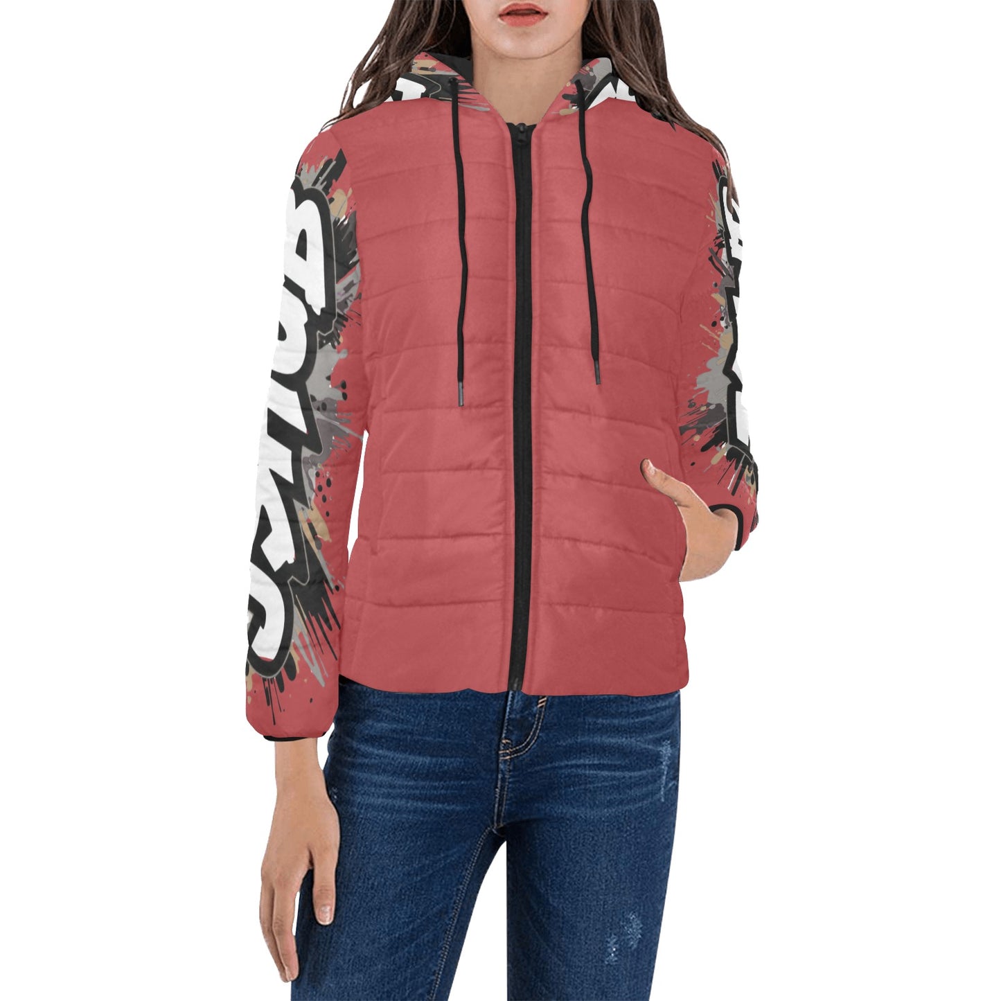 Giacca Imbottita con Cappuccio da Donna – Stampa All Over JSHub