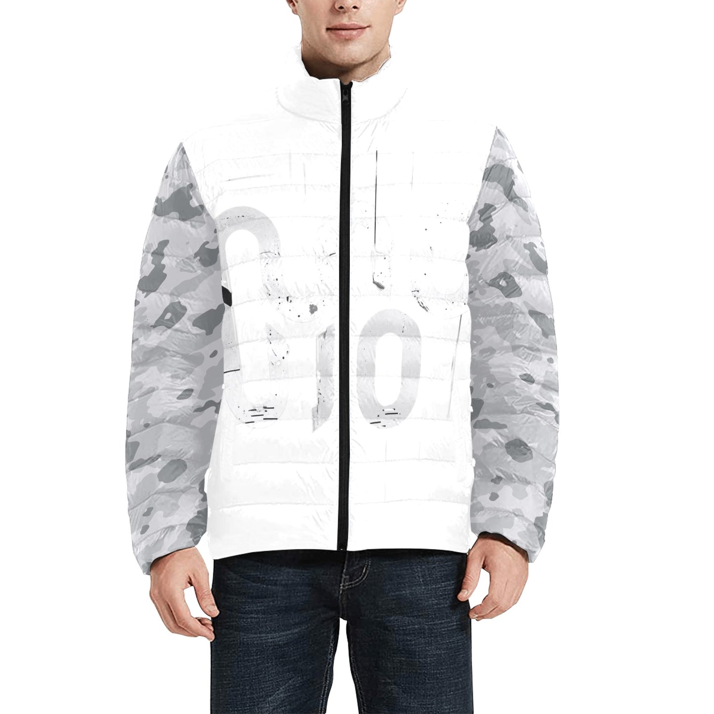 Giacca Bomber Uomo Collezione Concrete Echoes JSHUB – Base Bianca Mimetico Grigio Stampa All Over