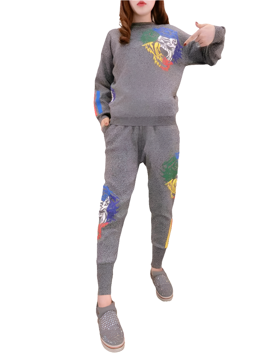 Tuta Tiger Knit Embroidered Set