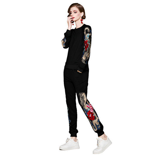 Tuta Bloom Stitch Set – Maglia Ricamata + Jogger Casual