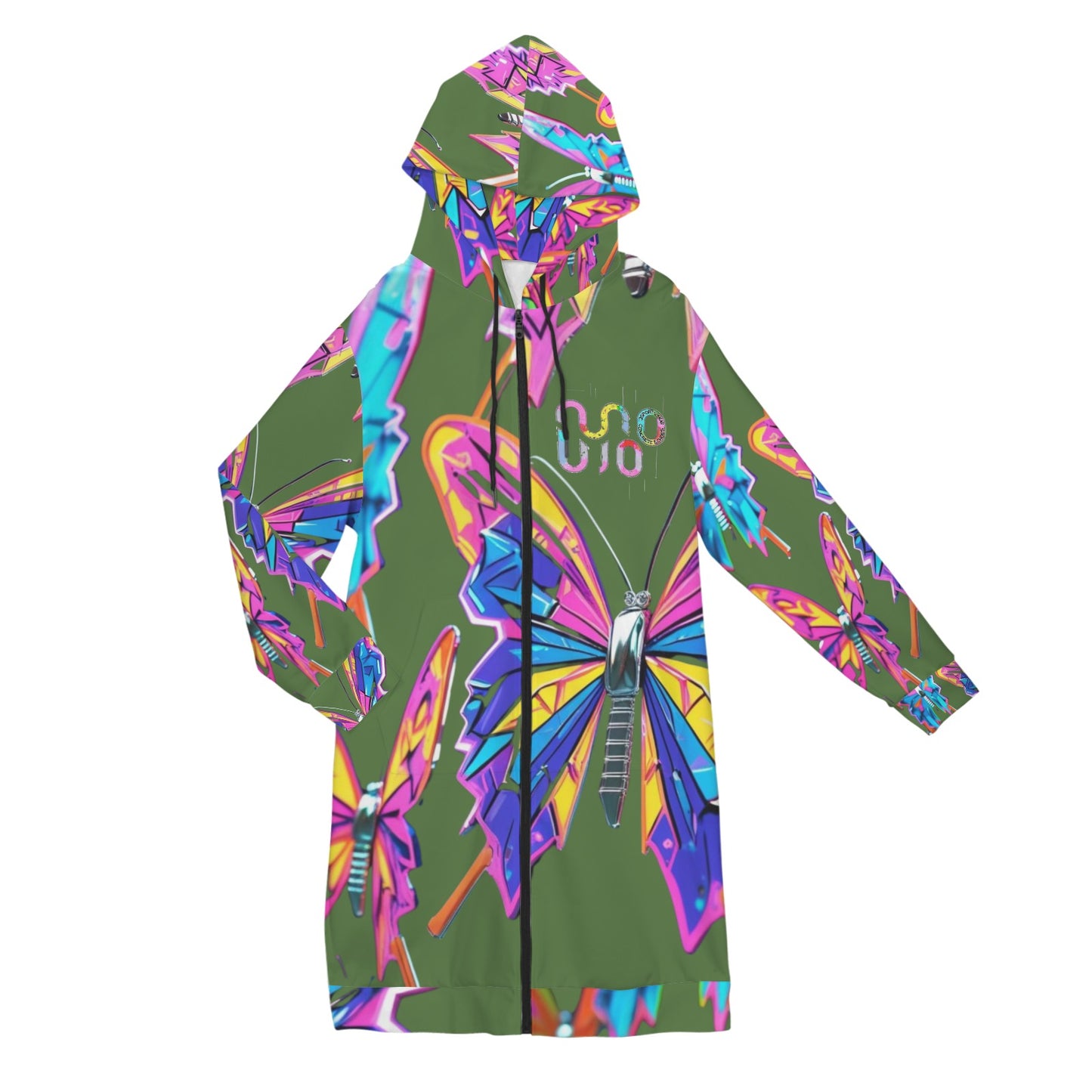 Giacca felpa donna con cappuccio e zip Wings of Noise stampa all-over – 10 varianti colore