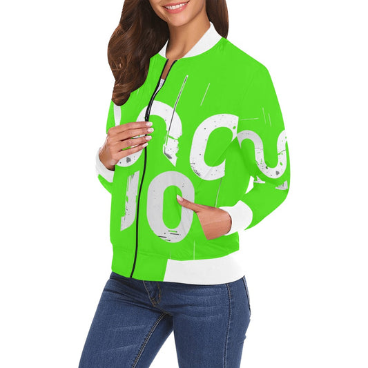 Bomber donna Concrete Echoes Urban Static verde lime logo all-over streetwear