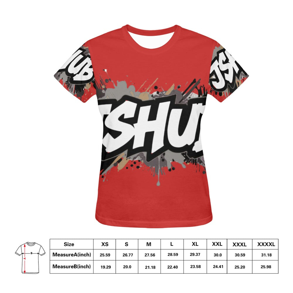 T-shirt Donna JSHub Urban Streetwear Graffiti Monochrome – Stampa All-Over