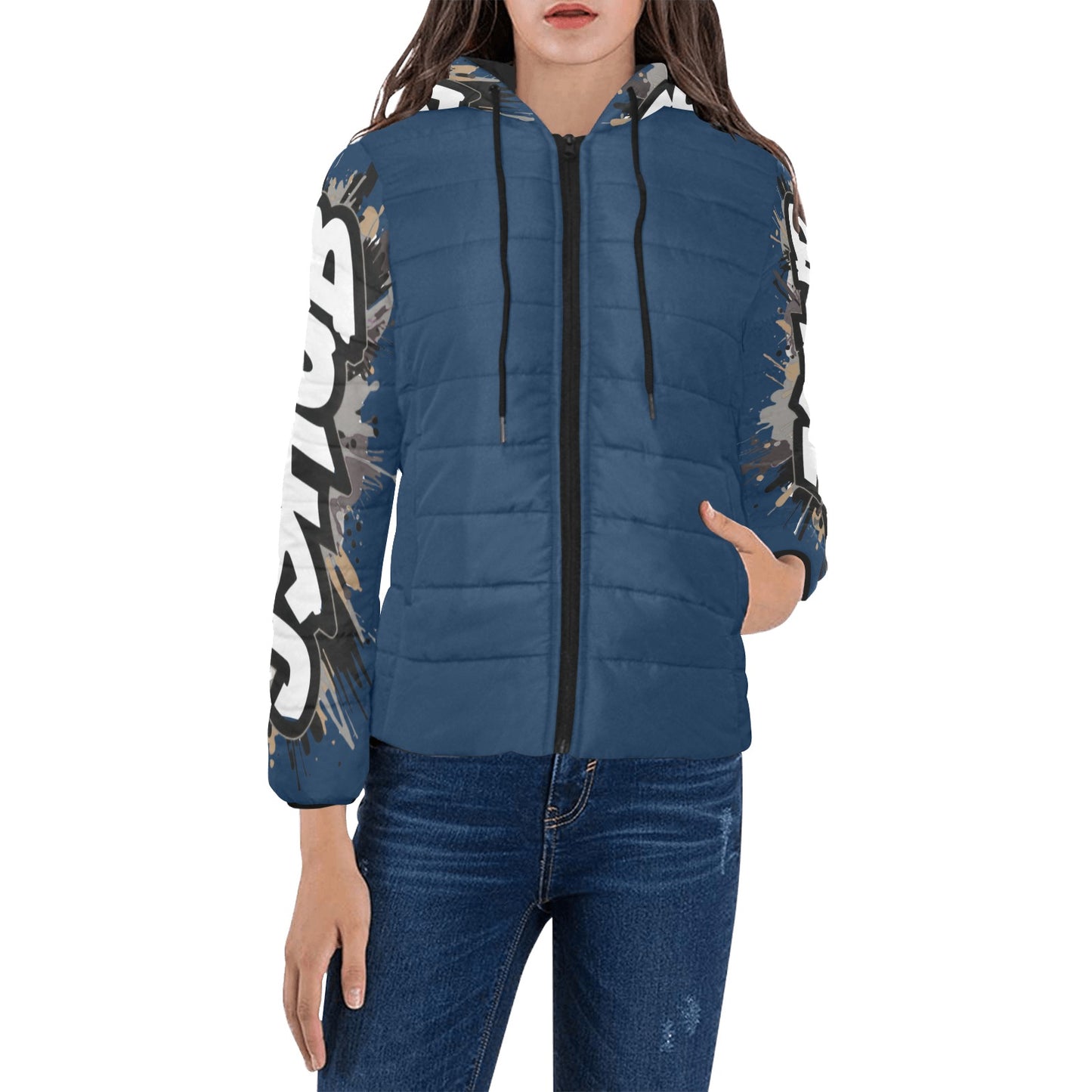 Giacca Imbottita con Cappuccio da Donna – Stampa All Over JSHub