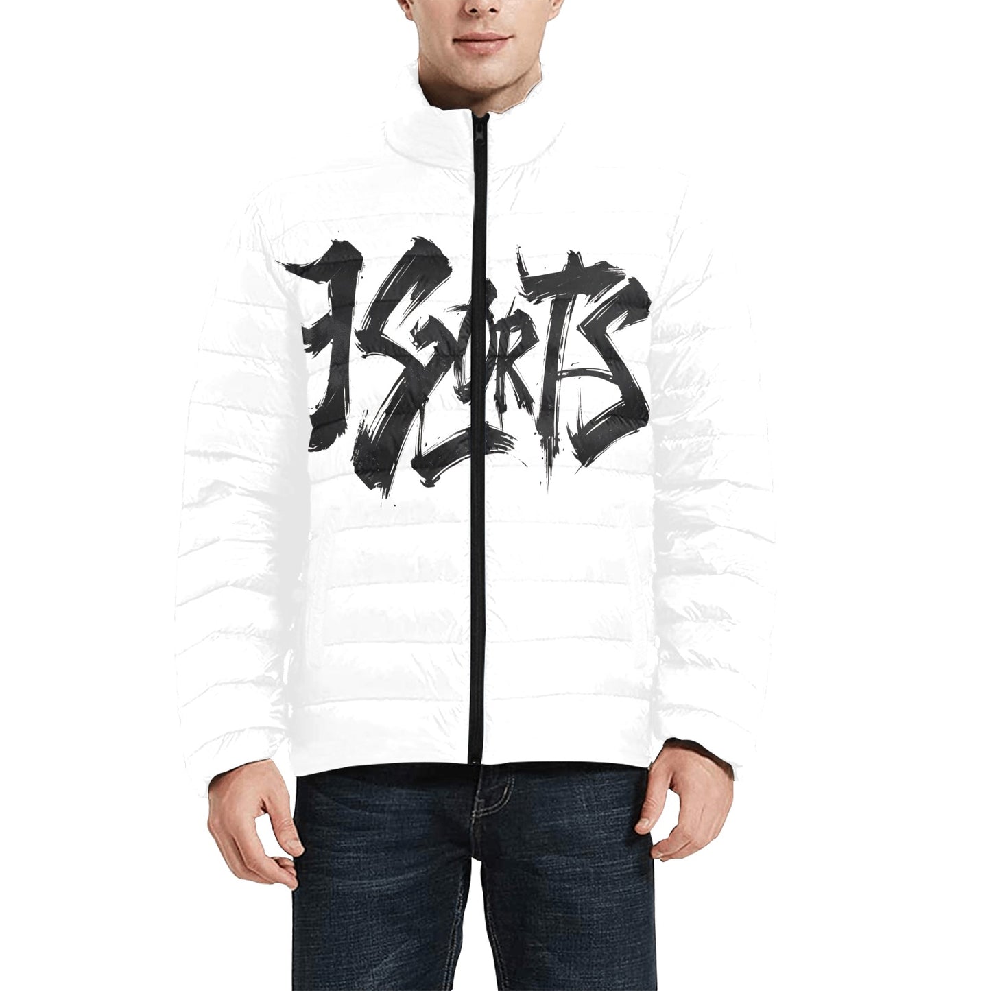 Giacca Bomber Uomo Collezione JSports K23 Urban Frost JSHUB – Base Bianca con Stampa Nera Centrale