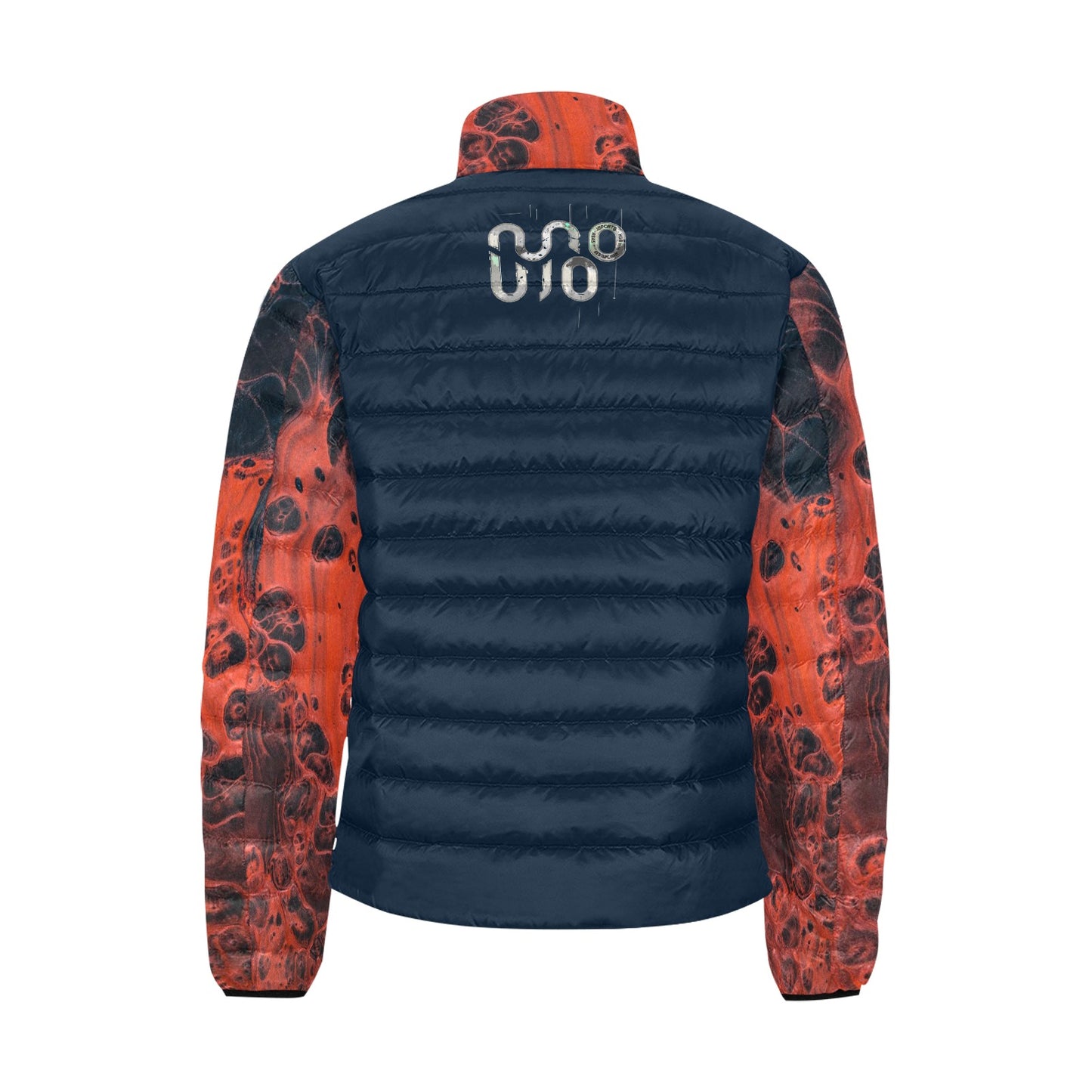 Giacca Bomber Uomo Collezione Concrete Echoes JSHUB – Base Blu Maniche Lava Vulcanica